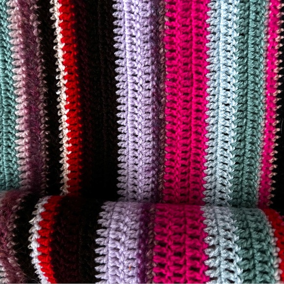 Vintage Handmade Multi Colour Stripe Afghan Throw Blanket - Picture 5 of 7
